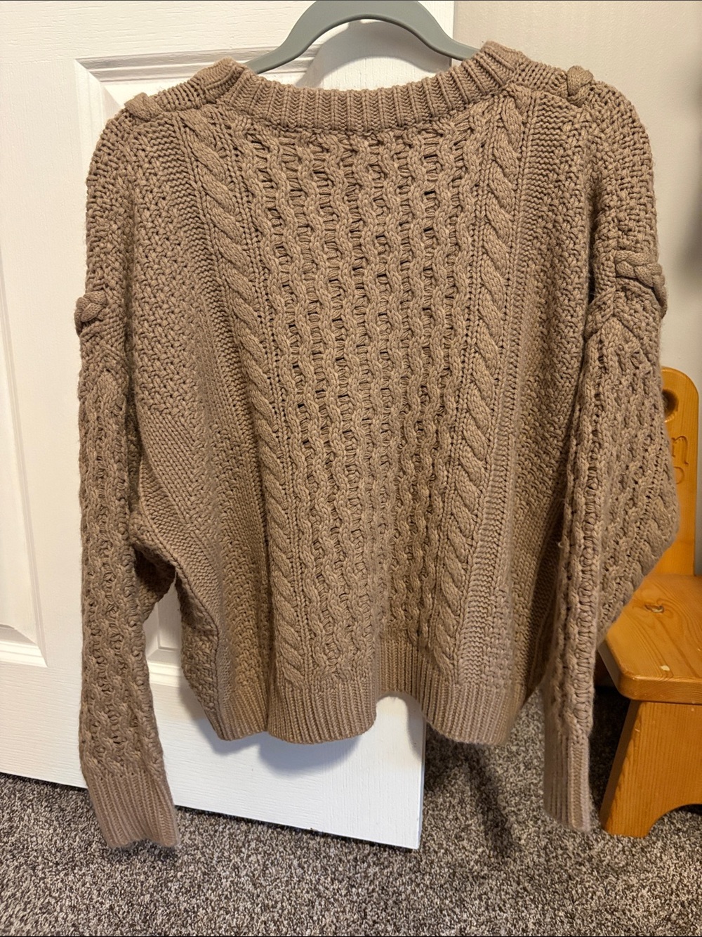 Altar'd State Taupe Braided Cable Scoop Neck Sweater - Picture 3 of 3